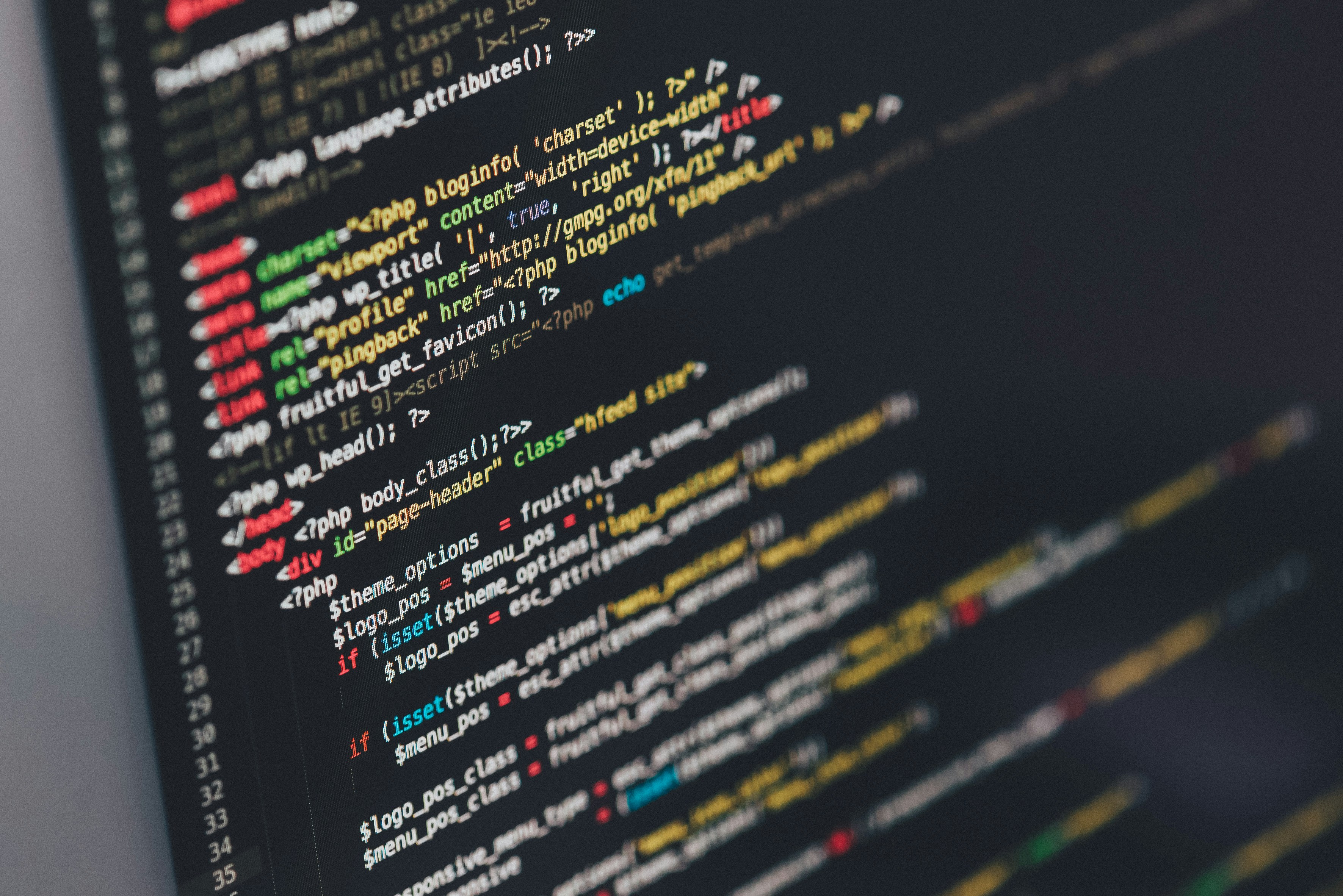 Fruitful - Free WordPress Responsive theme source code displayed on this photo, you can download it for free on wordpress.org or purchase PRO version here https://goo.gl/hYGXcj by Robotic Coding monitor showing Java programming