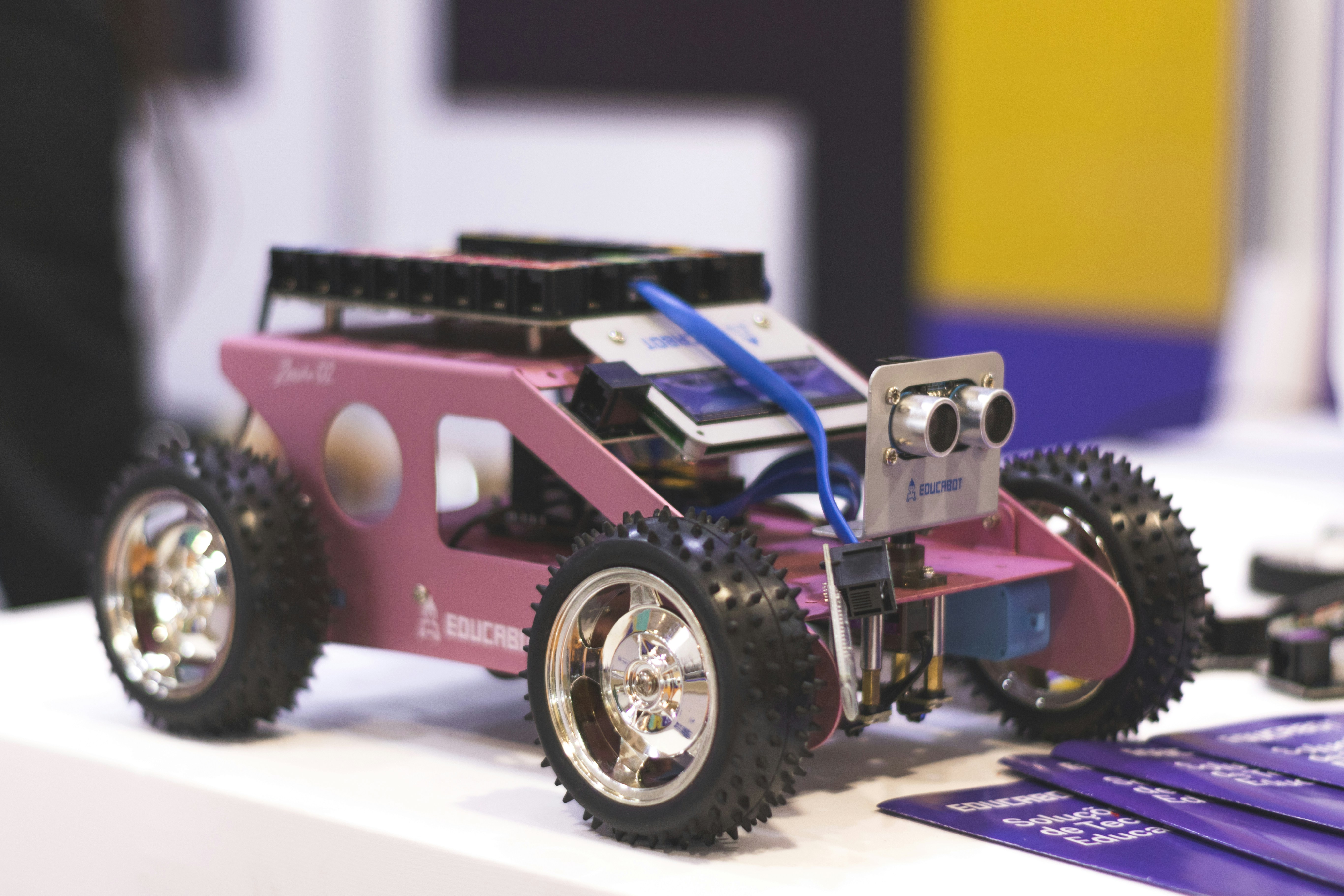 An education robot. This photo was taken during an education event in Brazil called Bett Educar. by Robotic Coding pink car toy